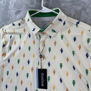 Good Good Golf Shirt men's Large Icon Polo Performance Cactus Print Casual NWT